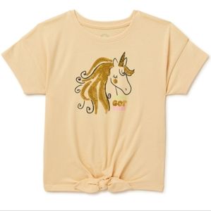 Wonder Nation Girls Short Sleeve Graphic Tee with Sequins, Size 6-6x